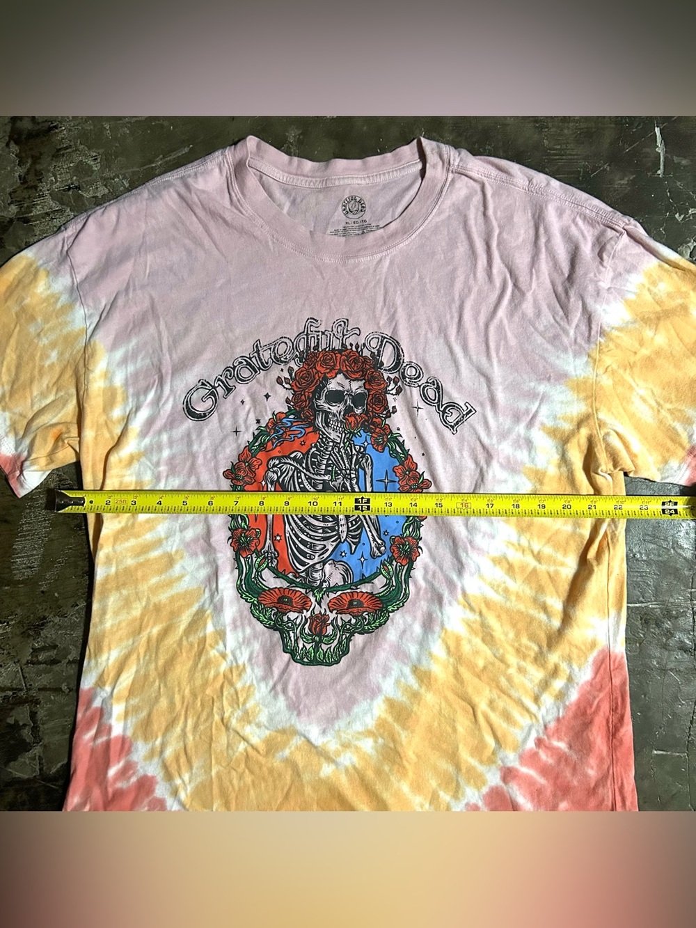 XL Pink and yellow floral tie-dye Grateful Dead tee - Picture 4 of 6